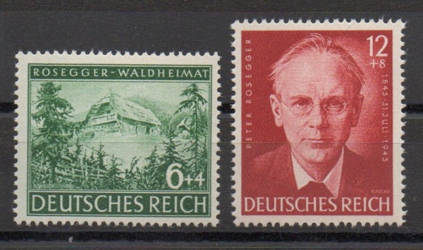 Michel Nr. 855 - 856, Peter Rosegger postfrisch.